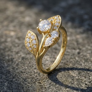 Bague en argent sterling S925 en forme de feuille avec moissanite pour femme, design branche ouverte, empilable, pour mariage, promesse, bijou fin, cadeau - Product Image 4