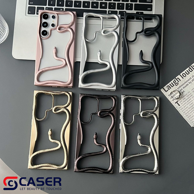 Matte Hollow-Out Snake 3D Luxury Phone Case Personalized Customized Electroplating Mobile Phone Case for Samsung S25 S24 ultra