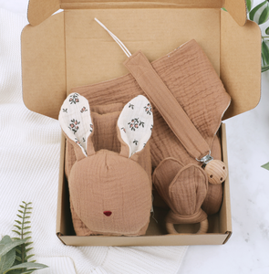 Coffret cadeau pour nouveau-né, ensemble de souvenirs pour les étapes importantes, chaîne de sucette, lange en mousseline pour bébé, crochet, bavoir, anneau de dentition, <span class=keywords><strong>0</strong></span>-<span class=keywords><strong>6</strong></span> <span class=keywords><strong>mois</strong></span> - Product Image 5