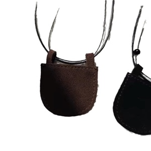 Creative Mini Crescent Bag Necklace Pouch <b>Purse</b> Vintage Suede Leather Genuine Leather <b>Small</b> Neck Chain Strap Bohemian Fashion - Product Image 5