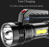 Portable Super lumineux lampe à main projecteur puissant COB lampe torche linterna torche USB Rechargeable extérieur LED lampe de poche