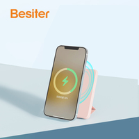 Banque d'alimentation sans fil 5000mAh Mini chargeur portable Banques d'alimentation à charge rapide avec support pour téléphones mobiles