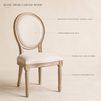 Chaise de salle à manger MULIGNA de style Louis XVI, dossier en rotin, structure en bois massif, tissu durable pour hôtels modernes et mobilier de maison