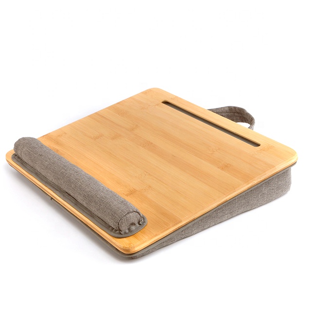 Доступный образец, Бамбуковый стол для ноутбука с подушкой, Регулируемый угол наклона, подставка для ноутбука, портативный подставка для ноутбука с подушкой, монитор