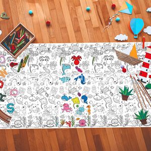 Ocean World Children's <b>Paper</b> <b>Tablecloth</b> 137x274cm DIY Coloring Poster For Party Birthday Kids Art Doodle Activity - Product Image 5