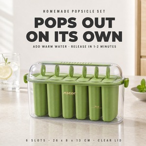 DIY Popsicle <b>Box</b> 6-Cavity Ice Pop Maker with Lid Auto Release for Homemade Ice Cream Kitchen - Product Image 1
