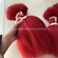 Extensions de cheveux 100% en poil de yak, couleur rouge teintée, 10''-20''