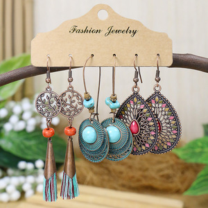 Bohemian Tassel <b>Drop</b> Earrings Alloy Antique <b>Bronze</b> Plated Women's Party Fashion Dangle Earrings - Product Image 3