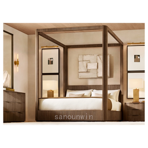 <span class=keywords><strong>Commode</strong></span> à 6 tiroirs en bois massif de style américain moderne, finition chêne naturel vieilli, ensemble de meubles de chambre à coucher, coiffeuses - Product Image 2