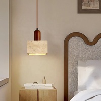 Lampe à suspension moderne en béton pour l'intérieur Abat-jour globe en bois avec cordon réglable Lampe à suspension suspendue en terrazzo pour la maison