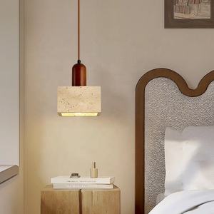 Lampe à <span class=keywords><strong>suspension</strong></span> moderne en béton pour l'intérieur Abat-jour globe en bois avec cordon réglable Lampe à <span class=keywords><strong>suspension</strong></span> suspendue en <span class=keywords><strong>terrazzo</strong></span> pour la maison - Product Image 3