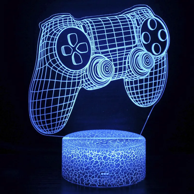 아크릴 Led 3D 밤 창조적 인 작은 밤 빛 3D 만화 USB 침대 옆 책상 램프 테이블 램프 게임 패드
