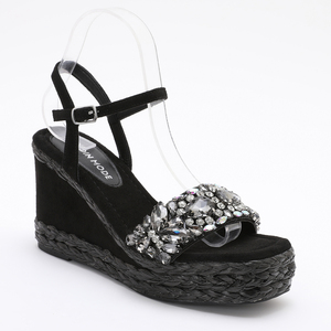 <span class=keywords><strong>Zapatos</strong></span> de Mujer Europeos de Primavera/Verano, Ligeros y de Alta Calidad, Sandalias de Tacón de <span class=keywords><strong>Cuña</strong></span> <span class=keywords><strong>con</strong></span> Diamantes Brillantes, Tallas Grandes, Sexy - Product Image 1