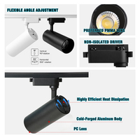 Projecteur LED sur rail CRI90 20W 30W 40W pour supermarché intérieur, chambre, hôtel, galerie, musée, éclairage artistique