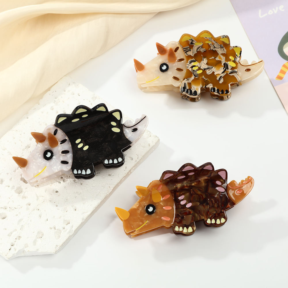 Factory Customizes Acrylic Dinosaur Hairpin with Shark-Shaped Claws Cute Cartoon Design Fashionable for Kids Carton Packaging