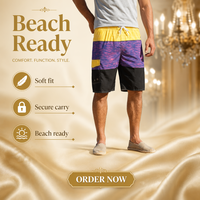 Short de bain homme personnalisé d'été, design vintage uni, taille élastique, séchage rapide, respirant, imperméable, en polyester et élasthanne