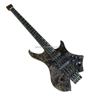 Bajo Eléctrico de 4 Cuerdas sin Cabeza, Cuerpo de Fresno, Fondo/Lados de Caoba, Herrajes Cromados Anticorrosión - Product Image 1