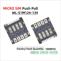 WECONN WL-SIM124-139 Connecteur de carte MICRO SIM 8 broches + 1 H=1.24mm Push-Pull avec interrupteur de détection, Prise de connecteur de carte TF personnalisée