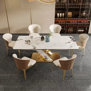 家用家具餐桌套装餐桌椅子8座白色大理石长方形餐桌套装
