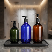 Botol Plastik PET Amber Kosong 300ml 500ml untuk Kamar Mandi, Dapat Digunakan Kembali, Grosir, untuk Sampo, Sabun Mandi, Lotion, Dispenser Sabun Cuci Tangan dengan Pompa