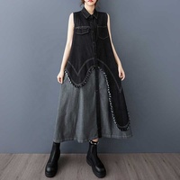 Robe en jean pour femme, style vintage, manches longues, polyvalente et d'aspect antique, nouvelle collection printemps-été