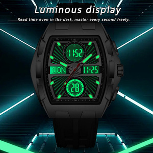 Montre numérique pour homme SANDA 6203, forme tonneau, sport de plein air, multifonction, compte à rebours, lumineuse, étanche, montre-bracelet pour adolescents - Product Image 3