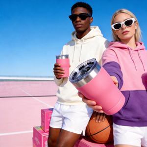 <span class=keywords><strong>Mug</strong></span> de voyage rose portable de 10 oz avec design isolé pour la voiture, la maison, le bureau et les trajets quotidiens - Product Image 5