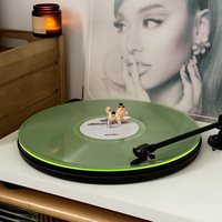Plateau de tourne-disque en acrylique vert fluorescent sur mesure, tapis de tourne-disque en lucite rond poli, tapis de tourne-disque en vinyle