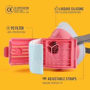 Mascarilla Respiratoria Reutilizable de Media Cara con 6 Filtros, Mascarilla Antipolvo de Silicona de Grado Alimenticio 2818 para Pintura, Limpieza y Lijado - Product Image 4
