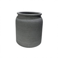 Vase en résine de pierre à texture ciment gris foncé mat, pot de fleurs, décoration minimaliste nordique pour la maison, plante d'intérieur ou d'extérieur
