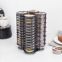 Estante de almacenamiento de acero inoxidable cromado giratorio para cápsulas de café Tassimo con capacidad para 72 cápsulas, soporte de exhibición plateado para Cocina