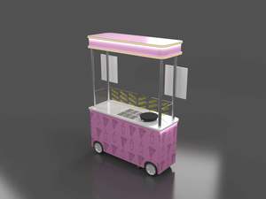 Charrette à crêpes mignonne, stand de restauration rapide rose en plein air, comptoir à bretzels, petite taille, kiosque mobile - Product Image 4