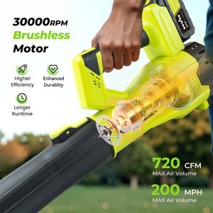 Souffleur à feuilles sans fil 6 vitesses, outil de jardinage et de bricolage pour patio, 2 tubes, alimenté par batterie, 500W, 130 mph, pour pelouse et nettoyage des feuilles - Product Image 2