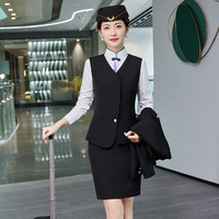 Gilet personnalisé avec logo pour femme, uniforme formel d'hôtesse de l'air, uniforme de stewardess de ligne aérienne tendance