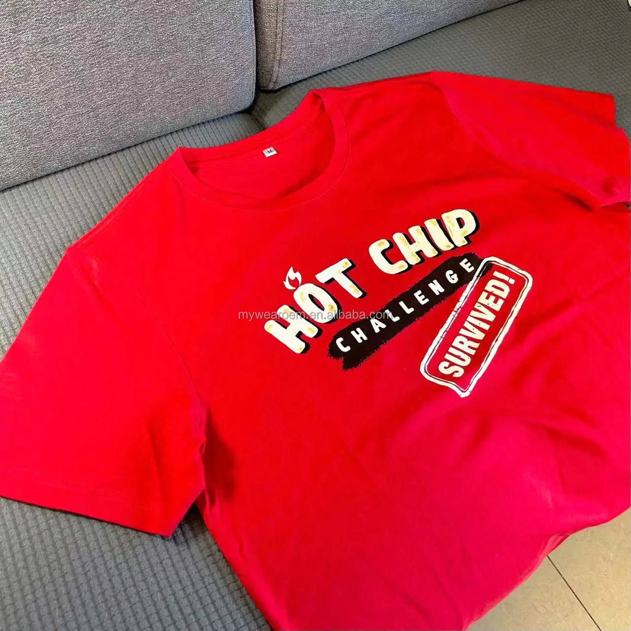 Maglietta stampata con stampa a scarica personalizzata maglietta da uomo in cotone manica corta girocollo oem branding gift t-shirt rossa
