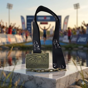 Medallas de Triatlón Rectangulares Personalizadas con Logotipo, Medallas Metálicas 3D, MOQ Bajo para Clubes Deportivos y Eventos Escolares de Triatlón - Product Image 1