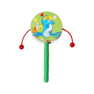 Wholesale Colorful Cartoon Wooden Rattle <b>Drum</b> <b>Hand</b> <b>Drum</b> Musical Instrument Toy Orff Percussion Instrument for Kids Playing - Product Image 6