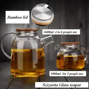 Chaleira de chá personalizada com 1400ml 1800ml, bule para chá extra grande com tampa de madeira