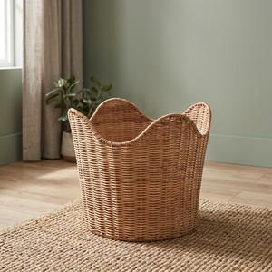 Handcrafted Rattan <b>Storage</b> <b>Basket</b> Irregular Shape Rustic Style Multi-Purpose Organizer Eco-Friendly Living Room Use - Product Image 3
