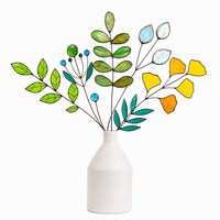 Fait à la main éternel personnalisable Art déco Design vitrail attrape-soleil tiges de fleurs sauvages-prix par tige. Créez votre propre