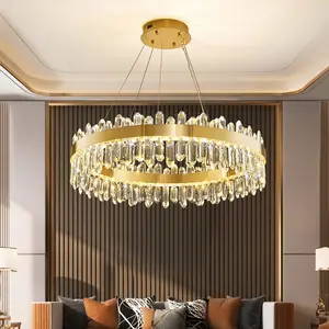 Luxury Crystal LED Modern Chandelier Lamp Luxury for Dining Living Room Home Ceiling lamp Fashionable Gold Round LED Lighting