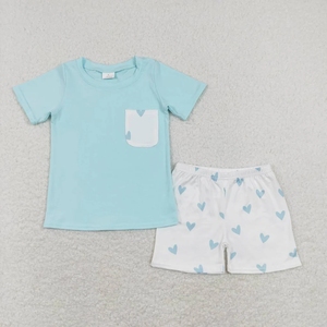 Conjunto de pantalones cortos azul cielo para niños Love - Product Image 1