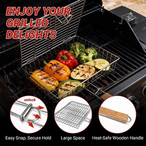 Grande grille de <span class=keywords><strong>barbecue</strong></span> en métal pour l'extérieur, plateau pour légumes, poisson, viande, panier de cuisson pour cuisine extérieure - Product Image 4