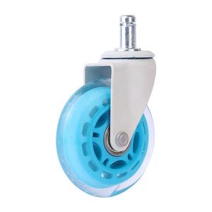 Roulettes de remplacement en caoutchouc transparent bleu de 75 mm (3 pouces) pour chaises de bureau, silencieuses, en acier, vente en gros, directement de l'usine - Product Image 3
