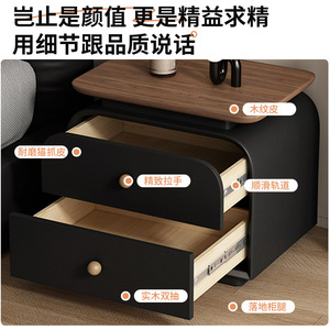 Wood <b>Top</b> Nightstand With Two Drawers Storage Bedroom Furniture For Adults And Children - Product Image 2