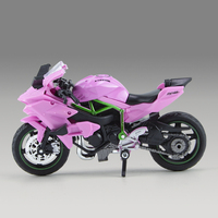 Modèle de moto Kawasaki en alliage moulé sous pression à l'échelle 1/18 avec base - Jouet de collection pour garçons et cadeaux