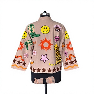 <b>Western</b> Cowgirl Embroidered Bohemian Patchwork Cotton Canvas Breathable Short <b>Jacket</b> Ranch Style Embroidery Spring Statement - Product Image 2