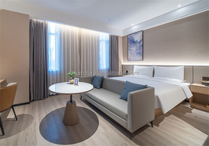 Juego de Muebles de Dormitorio Doble Completo Personalizado para Hotel, Cama de Madera con Cabecera Larga a Juego y Sofá Lateral para Proyecto de Hotel de 3 Estrellas - Product Image 5