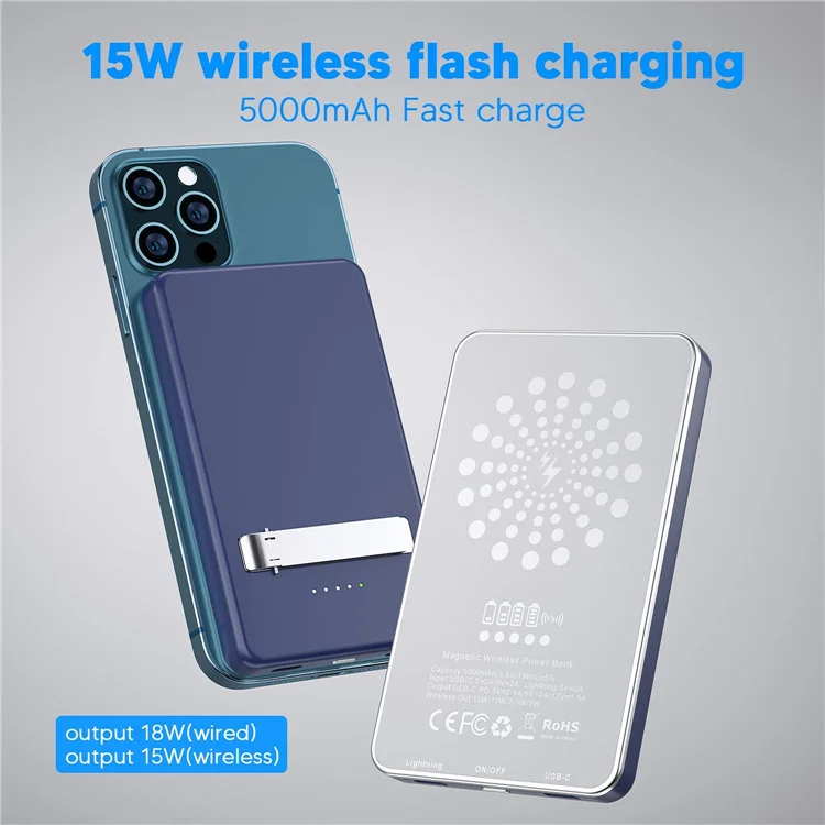 For iphone 12 15W Magnetic Wireless Charging Power Bank 5000mAh PD 18w Phone Power Mini Slim Small Battery Pocket Dropshipping
