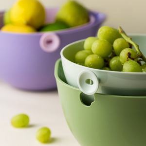 बहु-कार्यात्मक नई रसोई कोलैंडर स्ट्रॉन्नर घूर्णन प्लास्टिक डबल परत वनस्पति फल धोने की टोकरी - Product Image 3